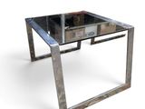 rectangular glass coffee table with chrome frame and glass top