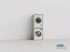 a washer and dryer stacked on top of each other