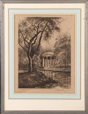 Ensemble de trois gravures du XXe siècle figurant des paysages dont un - Photo 1