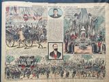 an old newspaper with a picture of a man on a horse drawn carriage