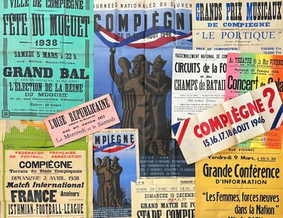 [Compiègne]. [Oise]. LOT de 13 AFFICHES et AFFICHETTES conce…