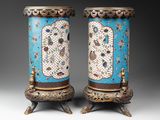 pair of chinese cloise enamel vases on stands