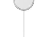 un miroir rond blanc posé sur un pied, sur fond blanc