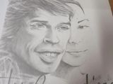 un dessin représentant un homme et une femme sur une feuille de papier