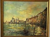 painting of a view of venice with a boat in the foreground