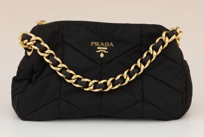 prada black quilted shoulder bag