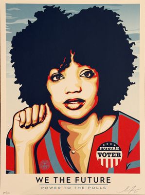an image of a poster of a woman with an afro hair