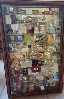 une vitrine contenant de nombreux objets