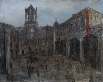 Hervé THIBAULT (né en 1944) La place - Photo 1