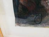 un tableau représentant un homme tenant une raquette de tennis devant une fenêtre