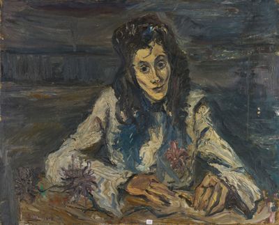une image d'un tableau représentant une femme assise à une table