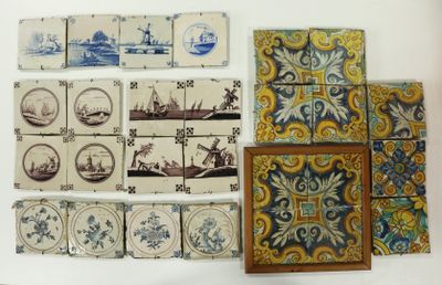 beaucoup de carreaux au mur et un tableau accroché au mur