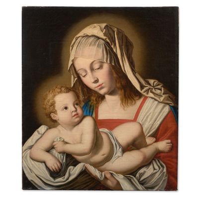 une peinture représentant une femme tenant un bébé dans ses bras
