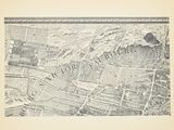 an old map of a city with a river running through it