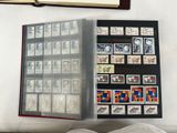 a book with stamps on it sitting on a table