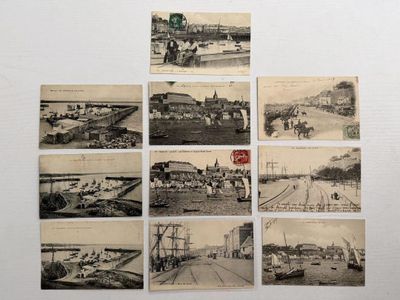 plusieurs vieilles photos en noir et blanc montrant des personnes marchant sur un pont