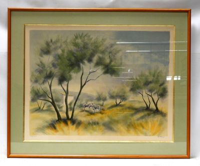 a picture of a painting of a zebra in the wild