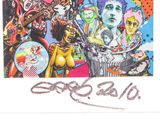 an image of a stamp with a drawing of a woman surrounded by other people