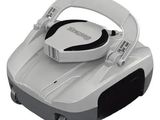 a close up of a robotic vacuum cleaner on a white background