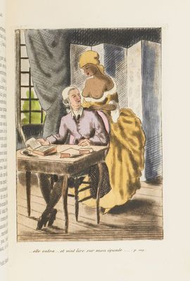 illustration représentant une femme et un homme assis à une table devant une fenêtre