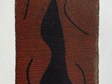 an image of a painting of a black cat on a red background