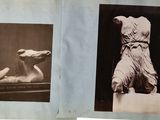 two pictures of a woman in a dress on a table