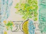 dessin représentant une chaise devant une fenêtre donnant sur l'extérieur