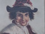 tableau représentant un homme portant un chapeau et un gilet en fourrure