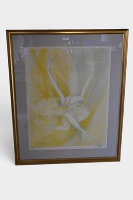 painting of a white dragonfly in a gold frame on a white background