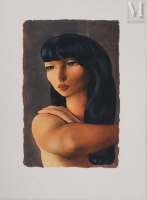 une image représentant un tableau d'une femme aux longs cheveux noirs