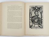 an open book with a picture of a man in a crown on it