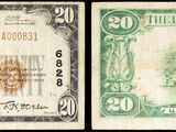 deux anciens billets de banque sur lesquels figure, d'un côté, le portrait d'un homme et, de l'autre, celui d'une femme