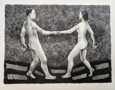 Robert LLIMOS (né en 1943) Couple se tenant la main, 1985