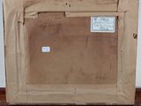 an old picture of a picture frame with some writing on it