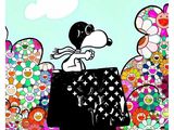 dessin humoristique représentant un chien assis au sommet d'un grand tas de fleurs
