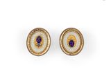 an image of a pair of gold and enamel cufflinks