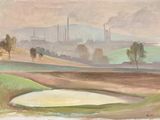 une image représentant un tableau représentant une vue d'une ville vue de loin