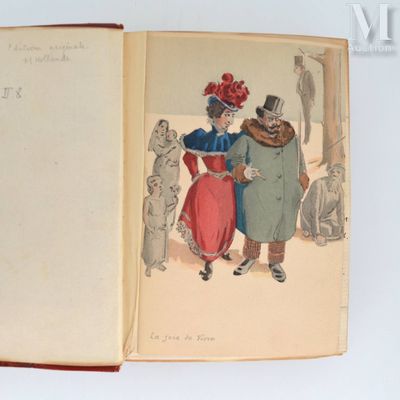 un livre ouvert sur lequel figure le dessin d'un homme et d'une femme debout l'un à côté de l'autre