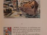 an open book with a picture of a boat in the water