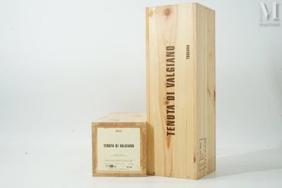 a wooden box with a bottle of wine inside of it