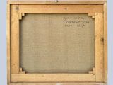 a painting of a wooden frame with a message on it
