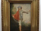 an image of a painting of a man in a red cape