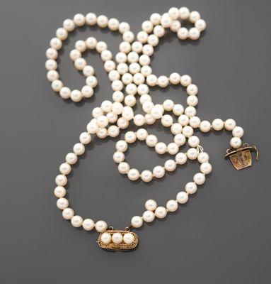 Collier de deux rangs de perles de culture de 6,5 mm de moye…