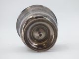 silver plated salt shaker on white background with white background