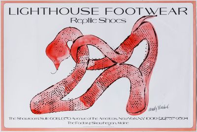 a poster of a pair of red shoes on a white background