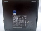 a black laptop with a blue and white label on it