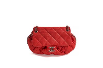 chanel red quilted lambskin mini flap bag