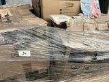 a large pile of boxes that are wrapped in plastic