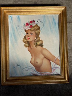 un tableau représentant une femme coiffée d'un chapeau