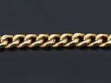 a gold chain bracelet with a clasp on a black background